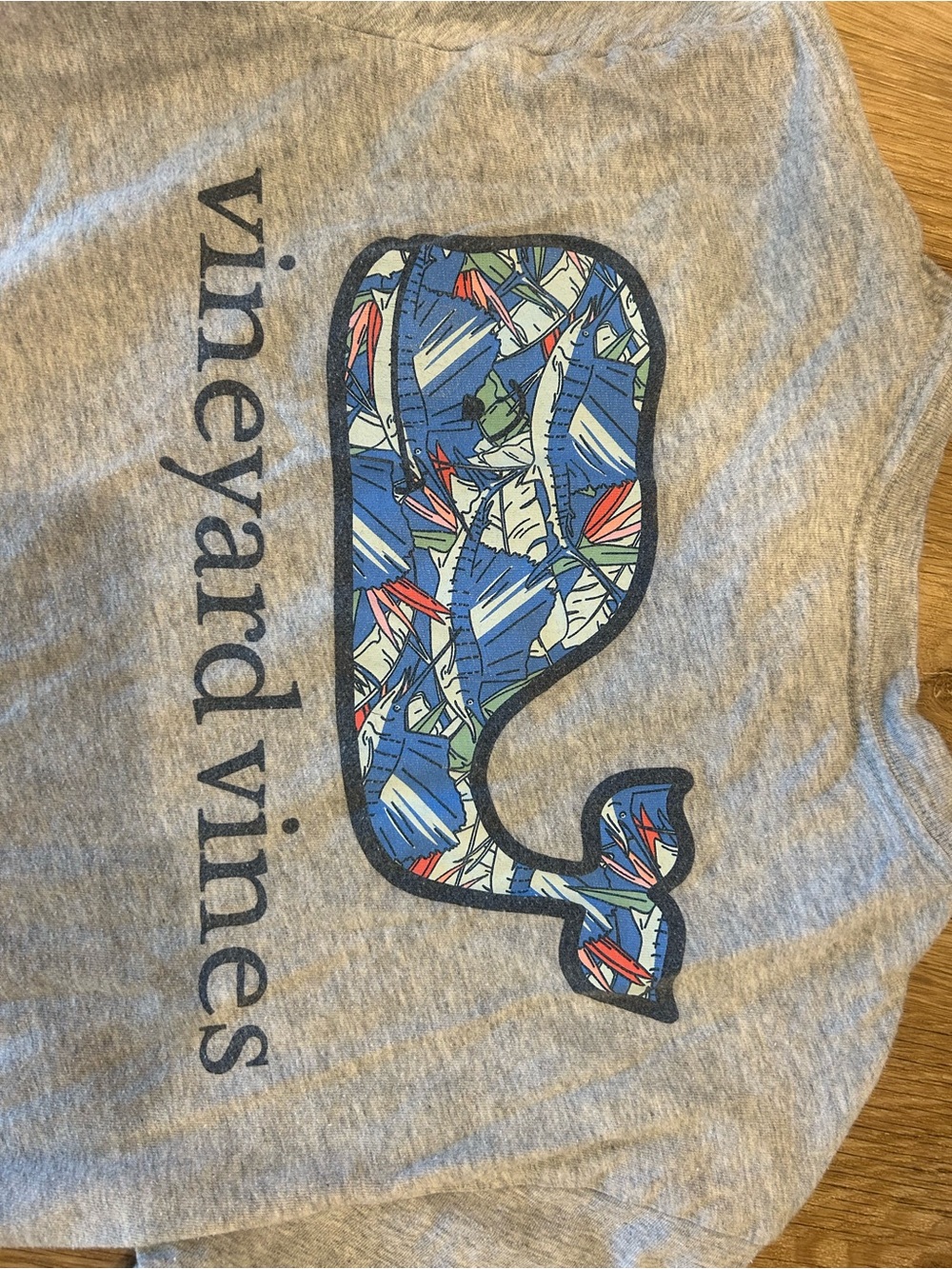 Vineyard Vines Gray Tee with Multi-Color Patterned Whale - Picture 5 of 5